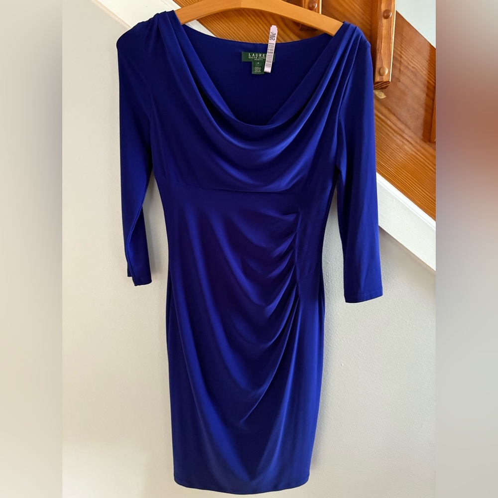 Ralph Lauren Purple Draped Jersey Dress